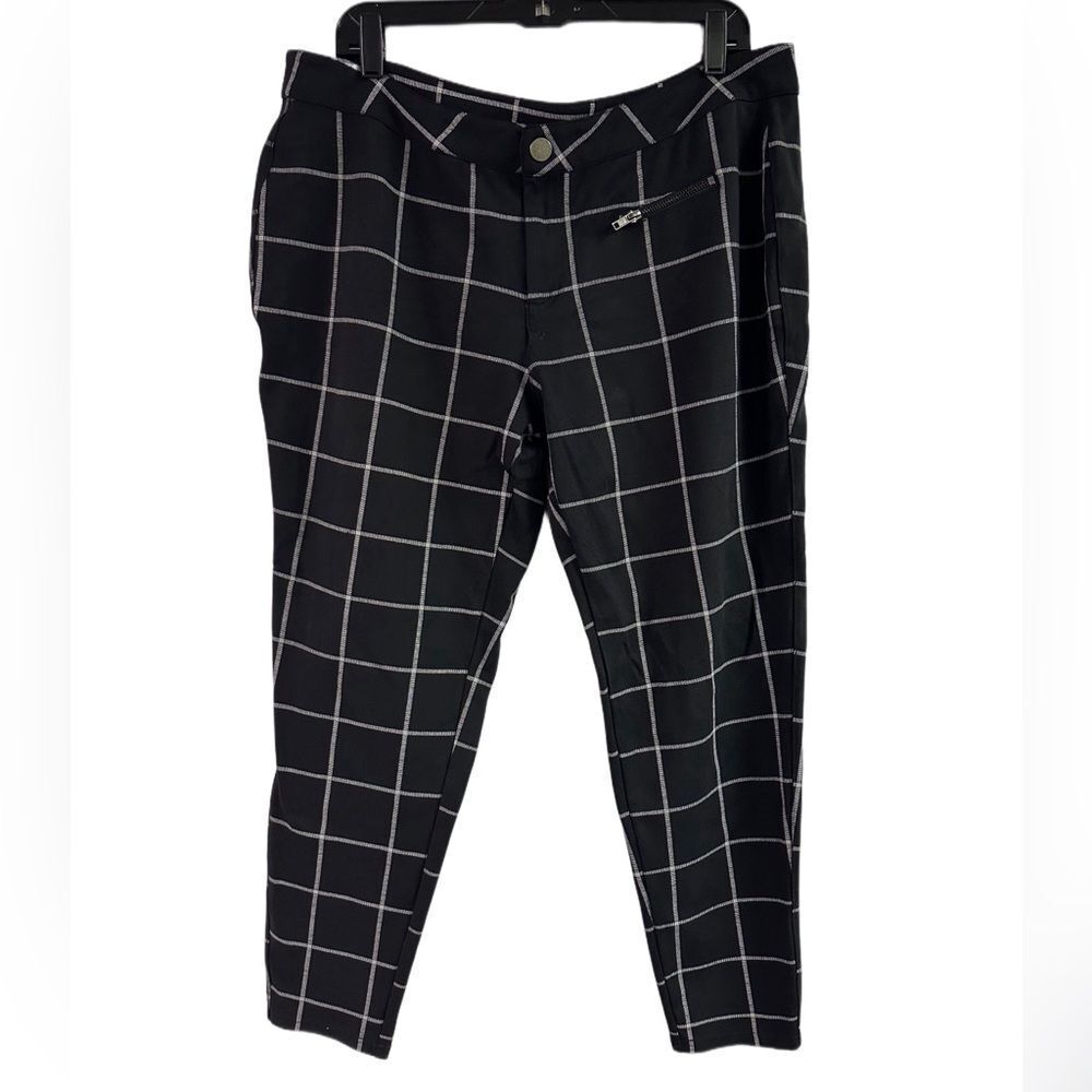 Basic Editions Black & White Stretch Ankle Pants Size XL